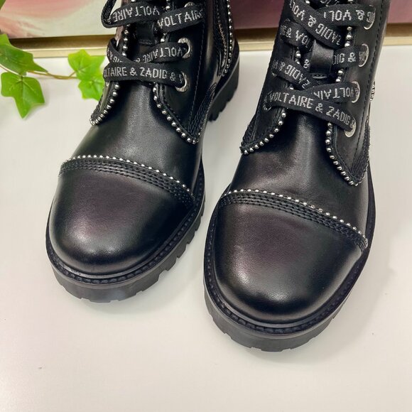 ZADIG & VOLTAIRE Joe Ankle Boots Leather in Black Size 37 / US 6 - Picture 9 of 16